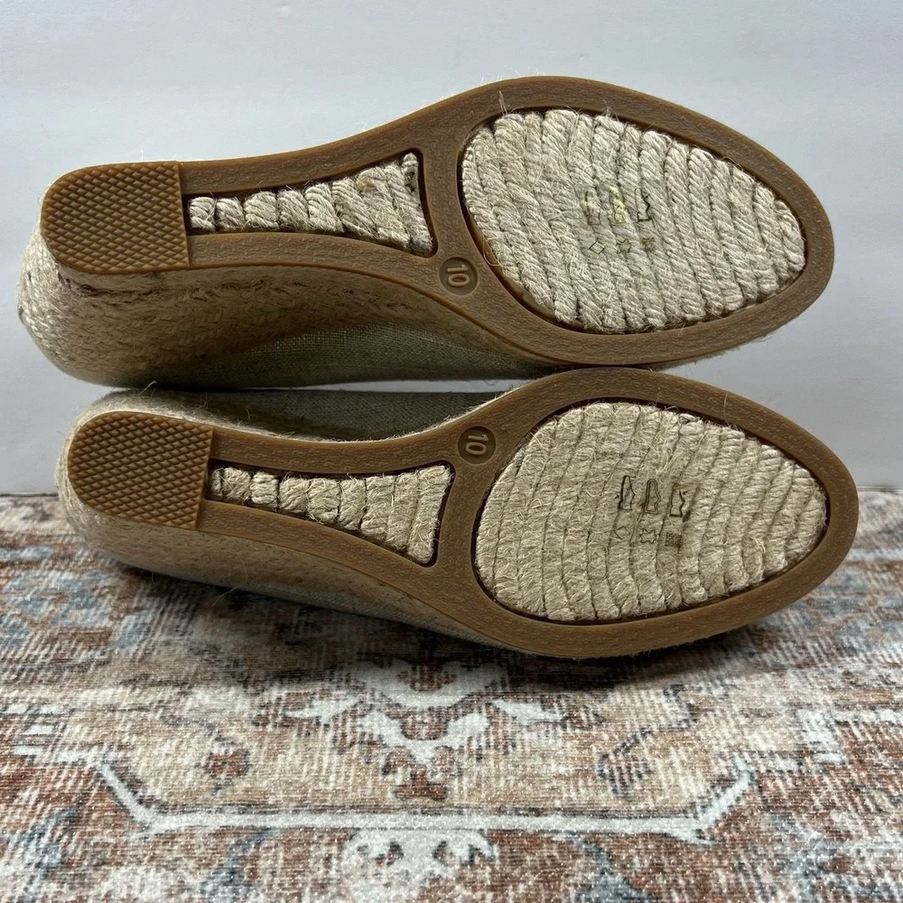 J Crew Shoes Womens 10 Beige Seville Espadrille Wedge Natural‎ Slip On Comfort